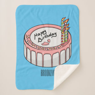Birthday cake cartoon illustratie sherpa deken