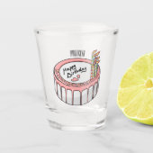 Birthday cake cartoon illustratie shot glas (Voorkant)