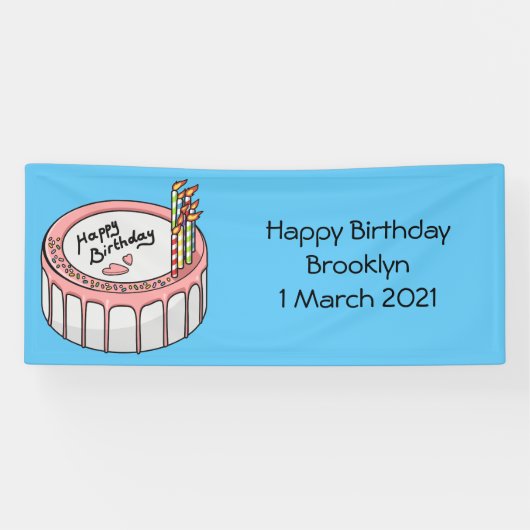 Birthday cake cartoon illustratie spandoek (Horizontaal)