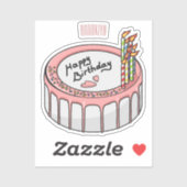 Birthday cake cartoon illustratie sticker (Vel)