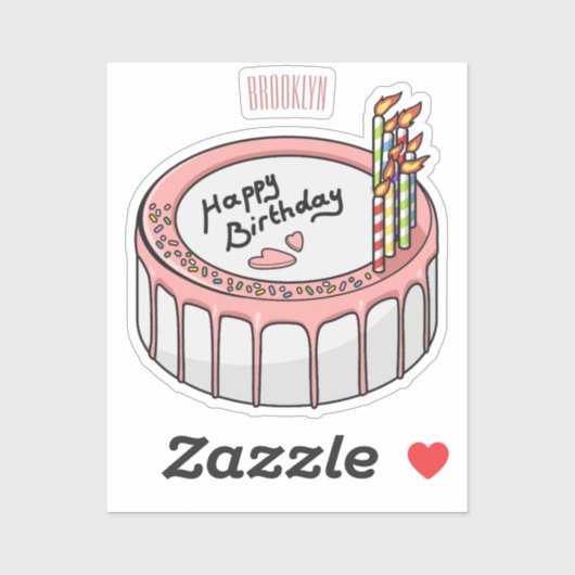 Birthday cake cartoon illustratie sticker (Vel)