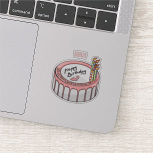 Birthday cake cartoon illustratie sticker