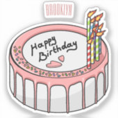 Birthday cake cartoon illustratie sticker (Voorkant)