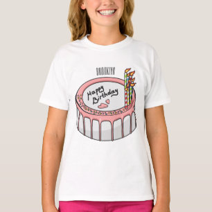 Birthday cake cartoon illustratie t-shirt