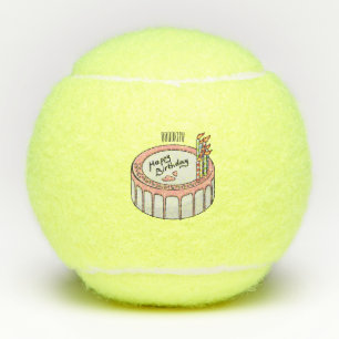 Birthday cake cartoon illustratie tennisballen