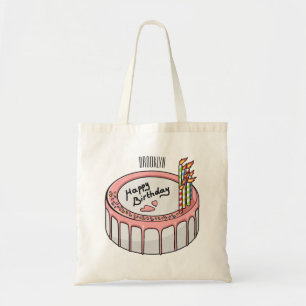 Birthday cake cartoon illustratie tote bag