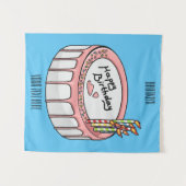 Birthday cake cartoon illustratie wandkleed (Voorkant (horizontaal))