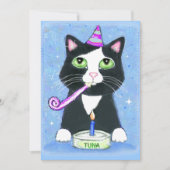 Birthday Cake Cat Custom Invitation Kaart (Voorkant)