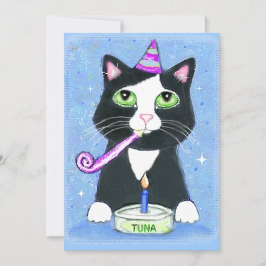Birthday Cake Cat Custom Invitation Kaart (Voorkant)