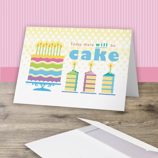 Birthday Cake Celebrate Yellow Blue Kaart