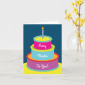 Birthday Cake Cute Colorful 1st Party Thema Kaart (Gele Bloem)