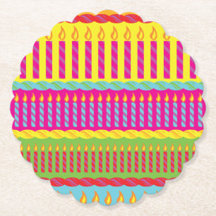 Birthday Cake Cute Colorful 1st Party Thema Kartonnen Onderzetters