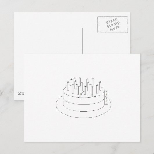 Birthday Cake - Drafted Architecture Style Briefkaart (Voorkant / Achterkant)