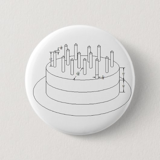 Birthday Cake - Drafted Architecture Style Ronde Button 5,7 Cm (Voorkant)