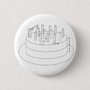 Birthday Cake - Drafted Architecture Style Ronde Button 5,7 Cm