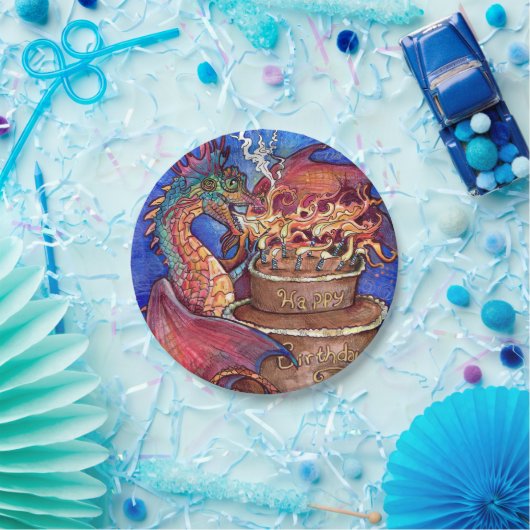 Birthday Cake Dragon Papieren Bordje (Feest)