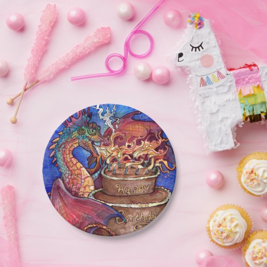Birthday Cake Dragon Papieren Bordje (Feest)