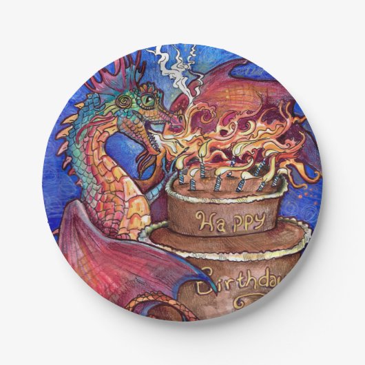 Birthday Cake Dragon Papieren Bordje (Voorkant)