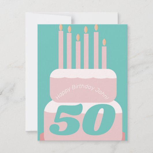 Birthday Cake gelaagde roze elke leeftijd (Voorkant)