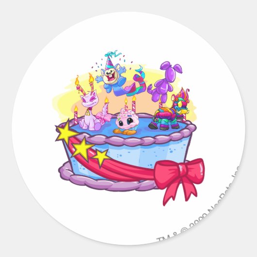 Birthday Cake Group Shot Ronde Sticker (Voorkant)