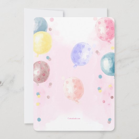 Birthday Cake in Waterverf Uitnodiging (Achterkant)