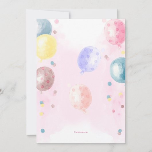 Birthday Cake in Waterverf Uitnodiging (Achterkant)