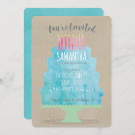 Birthday Cake Invitation Kaart