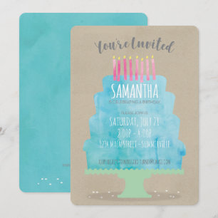 Birthday Cake Invitation Kaart