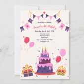 Birthday Cake Invitation Kaart (Voorkant)
