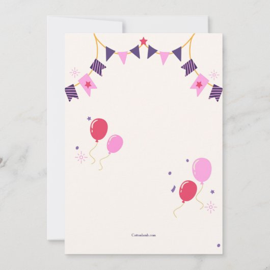 Birthday Cake Invitation Kaart (Achterkant)