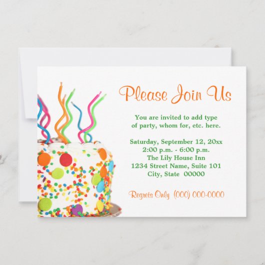 Birthday Cake Invitations Kaart (Voorkant)