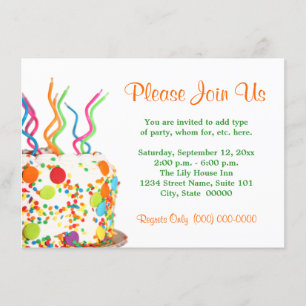 Birthday Cake Invitations Kaart