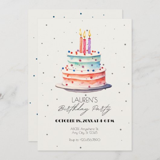 Birthday cake kaart (Voorkant / Achterkant)