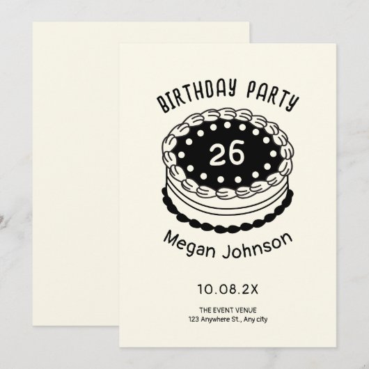 Birthday cake kaart (Voorkant / Achterkant)