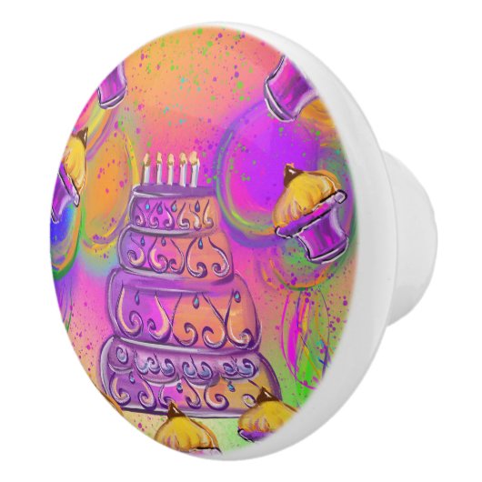 Birthday Cake Keramische Knop (Rechts)