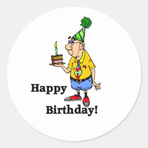 Birthday Cake - Man Ronde Sticker
