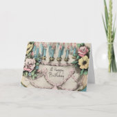  Birthday Cake met bloemen en kaarsen Kaart (Voorkant)