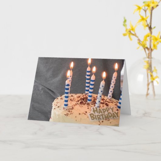 Birthday Cake met kaarsen Kaart (Gele Bloem)