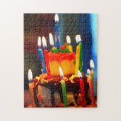 Birthday Cake met kaarsen Legpuzzel (Verticaal)