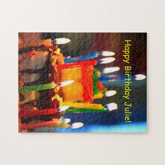 Birthday Cake met kaarsen Legpuzzel (Horizontaal)