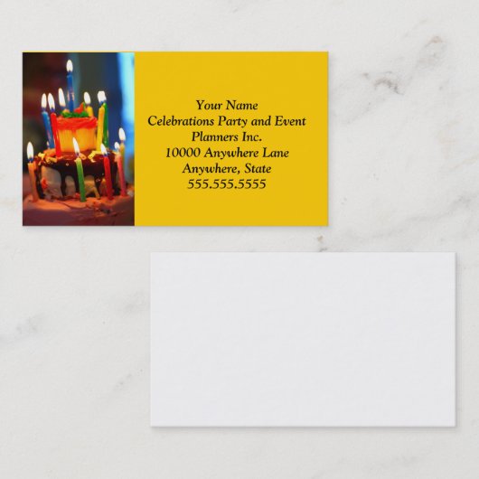 Birthday Cake met kaarsen Visitekaartje (Voorkant / Achterkant)