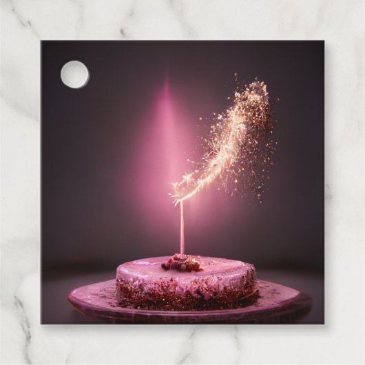 Birthday cake met sparkler bedankjes labels (Voorkant)