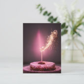 Birthday cake met sparkler briefkaart (Staand voorkant)