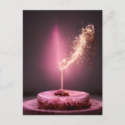 Birthday cake met sparkler briefkaart (Voorkant)
