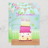 Birthday cake nodigt uit kaart (Voorkant / Achterkant)