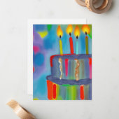 Birthday Cake Notitiekaartje (Voorkant / Achterkant in situ)