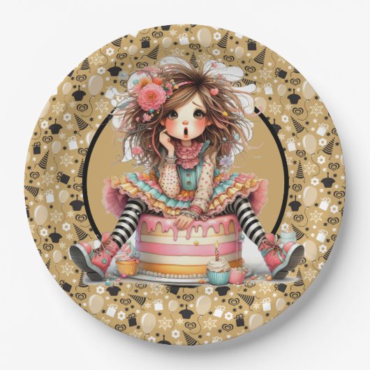 Birthday Cake Papieren Bordje (Voorkant)
