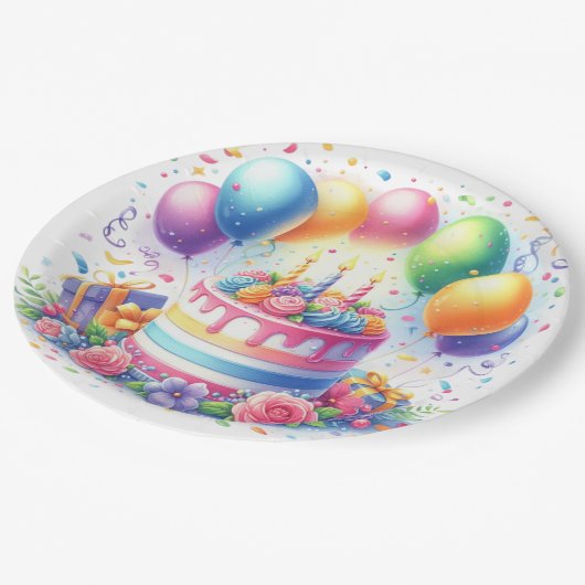 Birthday Cake Papieren Bordje (Gekanteld)