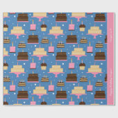 Birthday Cake Pattern Custom Name and Greeting Cadeaupapier (Vlak)