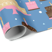 Birthday Cake Pattern Custom Name and Greeting Cadeaupapier (Rol Hoek)